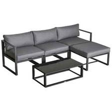 Outdoor Garden Furniture Metal Conservatory Patio Corner Sofa Bed Seat Table Set