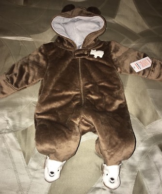 NWT Boys Carters Just One You Winter Footed Fluffy Jumpsuit One Piece Brown  3M