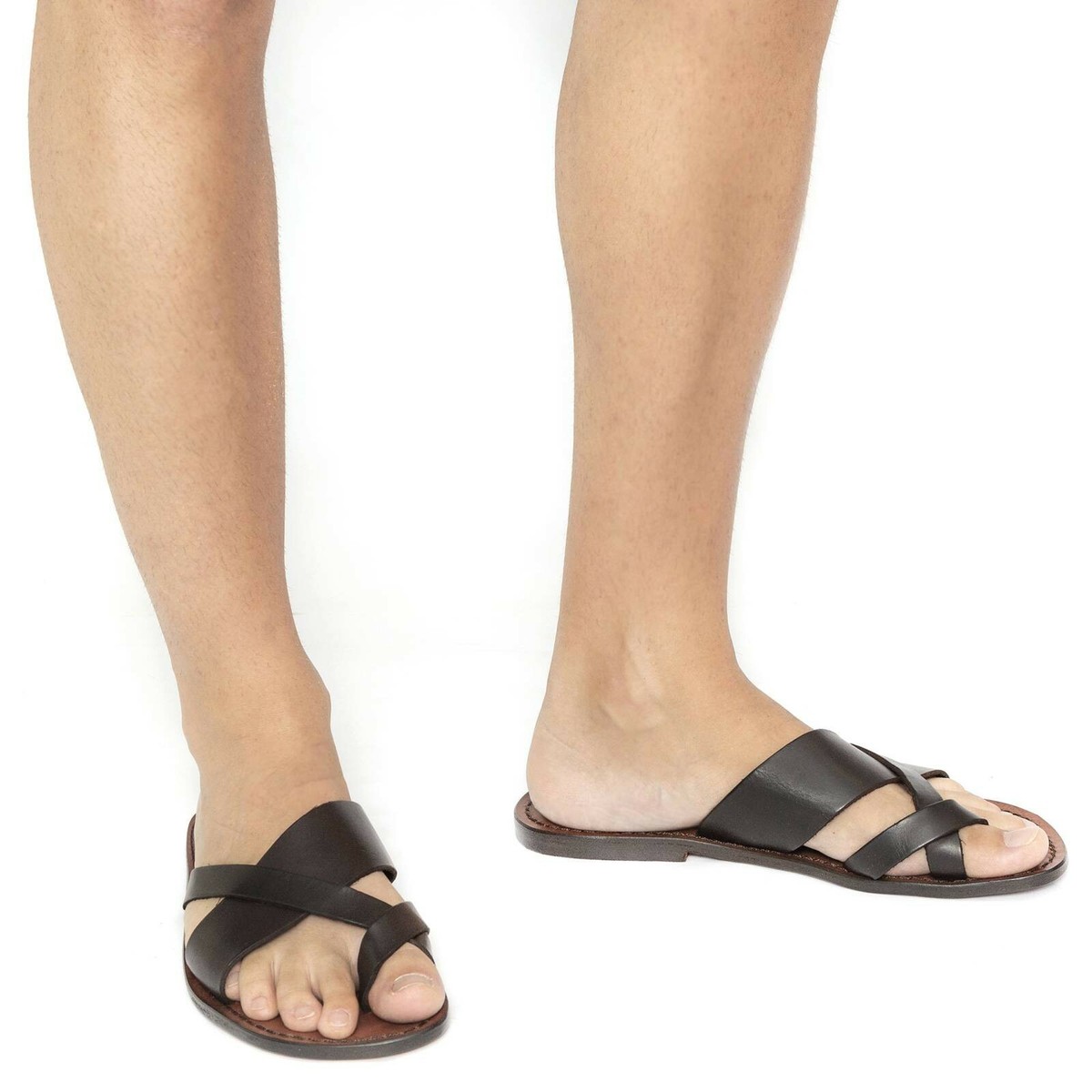 【MODERNIF】Oud leather flip flops HANDMADE BROWN LEATHER MENS FLIP FLOPS SANDALS MAN MADE IN