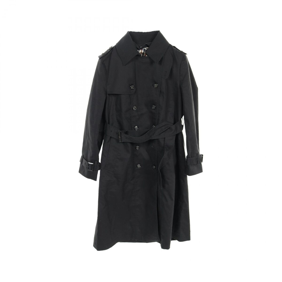 Aquascutum Trench coat cotton Black Used Women size 77 | eBay Aquascutum Trench coat cotton Black Used Women size 77 | eBay