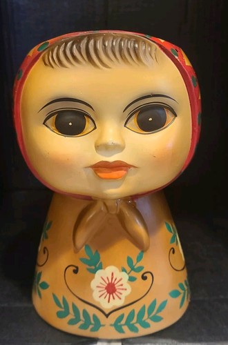 Vintage Colorful Chalkware Peasant Girl Planter - 第 1/13 張圖片