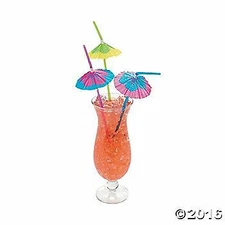 Hibiscus Parasol Straws, Assorted 1 dozen