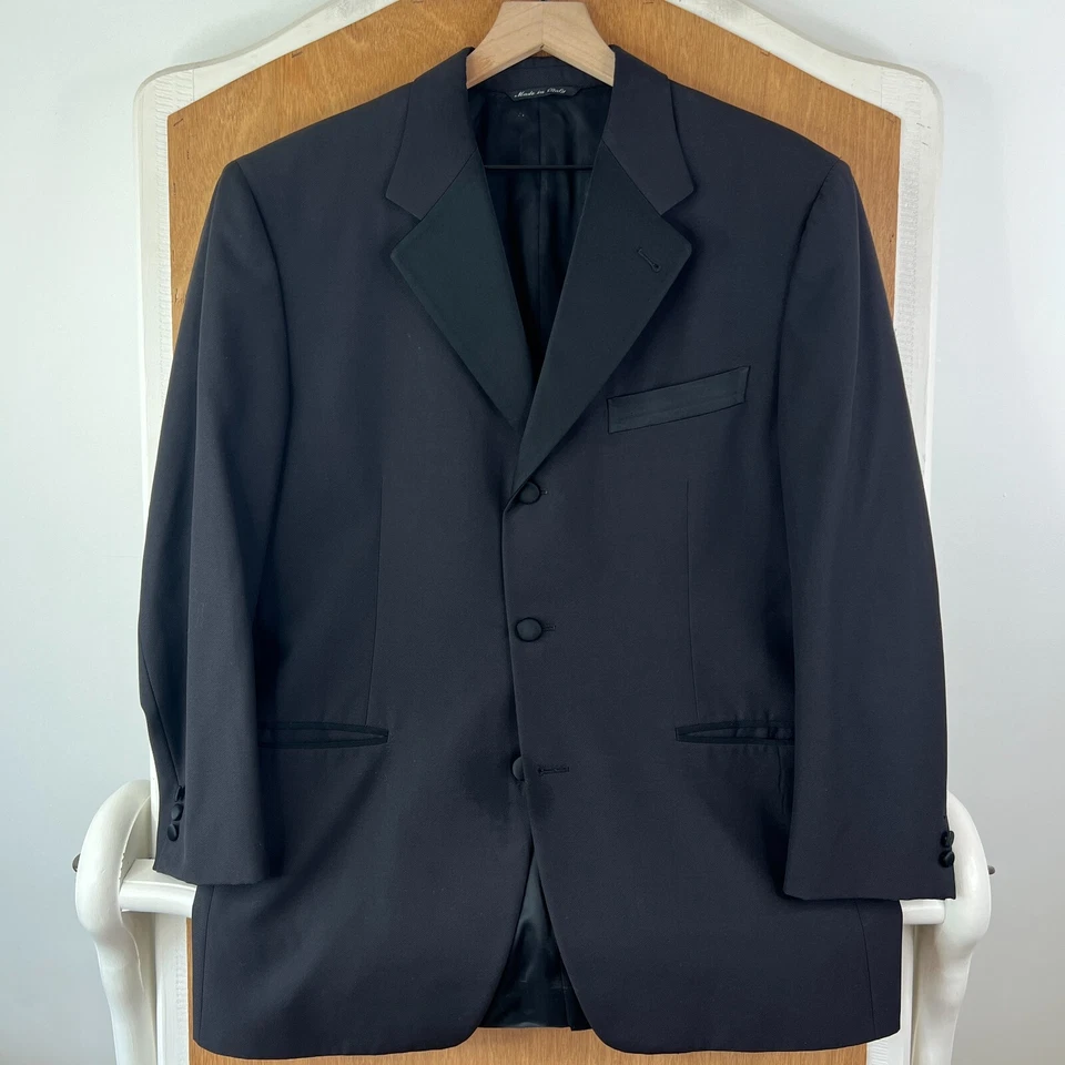 Esmoquin Canali Para Hombres 40S Negro 3 Botones 100% Lana Pantalones Prosporta Lona 30x28 Foto 2 de 4