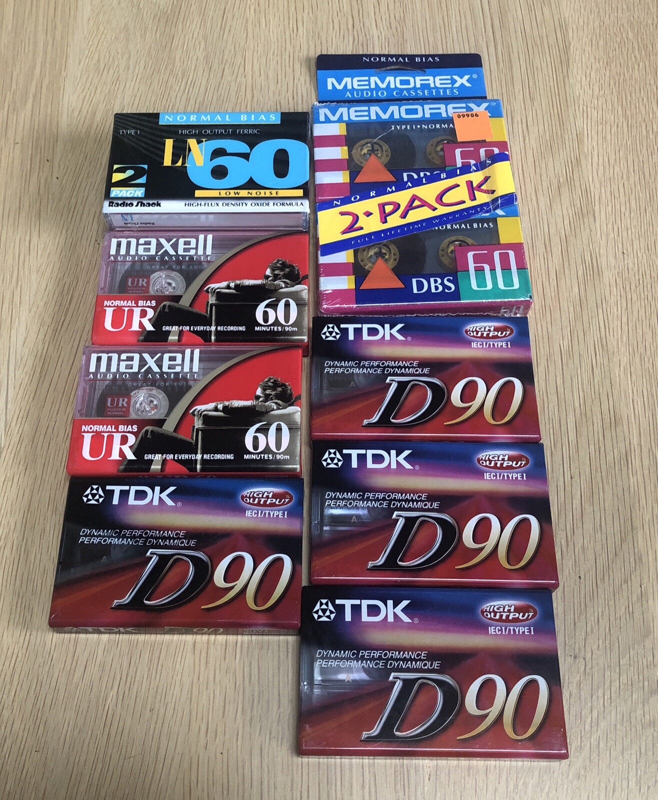 Blank Cassette Lot Type 1 10 Tapes TDK D90 Memorex DB 60 Maxwell 60 Radio Shack