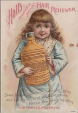 Hall's Vegetable Sicilian Hair Renewer Girl Holding Bottle Nashua NH GPV1