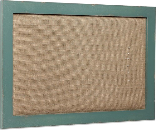Expandable Memo Board in Turquoise - Large Linen Cork Wall Display for Memories - Picture 3 of 10