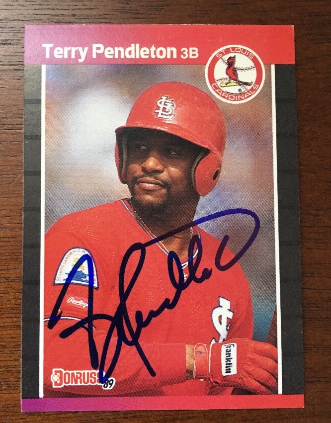 TERRY PENDLETON 1989 DONRUSS AUTOGRAPHED SIGNED AUTO BASEBALL CARD 230 CARDINALS