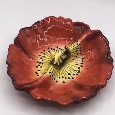 California Pottery Peachy Orange Poppy Divided 8” Dish