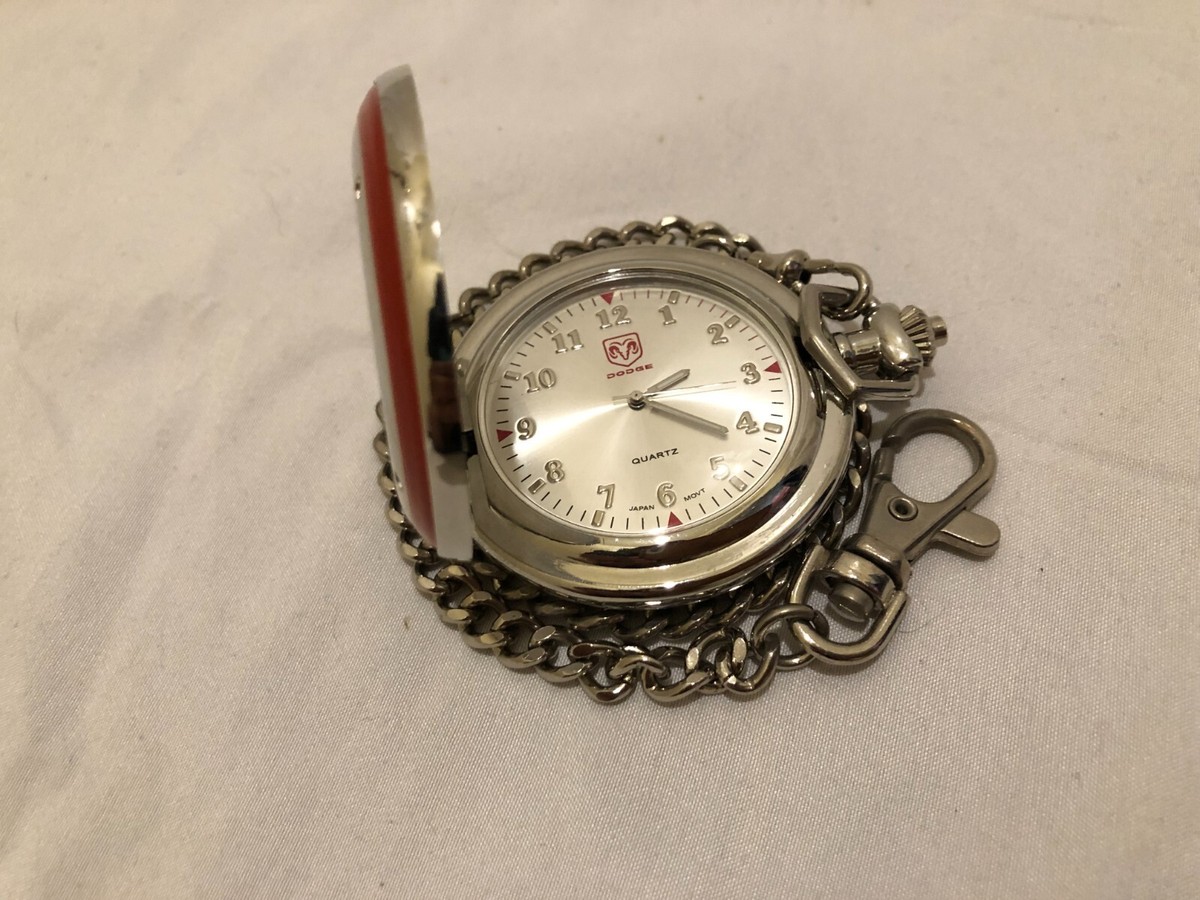 Red Enamel Dodge Hinged Pocket Watch With Chain * for Repair | eBay