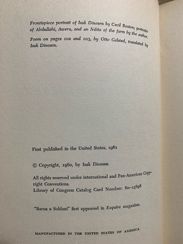Shadows on the Grass by Isak Dinesen (1961, Hardcover/Dust Jacket) - Picture 12 of 17