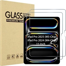 (2 Pack) iPad Pro 11 Inch (M5) 2025/ (M4) 2024 Screen Protector Tempered Glass