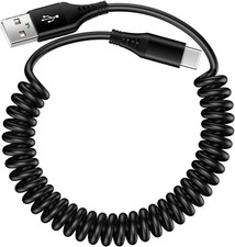 Coiled USB To USB C Cable Car Charger Cord Fast Charge For iPhone 17 16 Samsung
