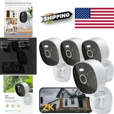 2K Security Camera 4 Pack  Waterproof with Night Vision and Motion Detection