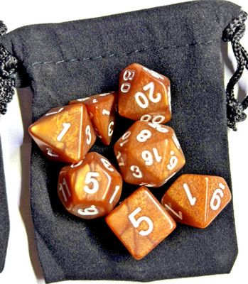 7 piece high quality die set role playing games dungeons n dragons color: brown