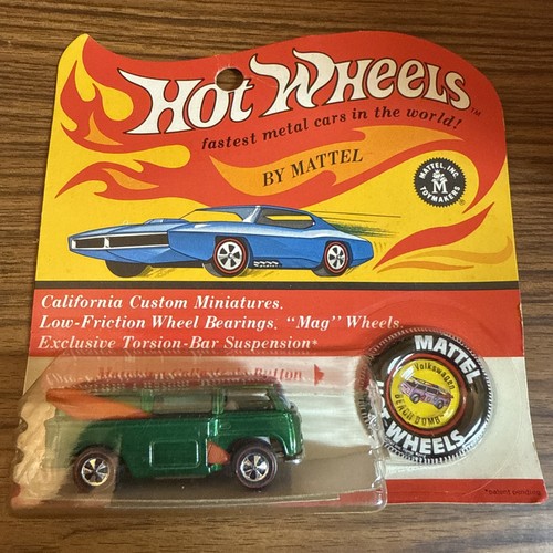 1969 Hot Wheels Redline Volkswagen Beach Bomb All Original Blister. Green Rare