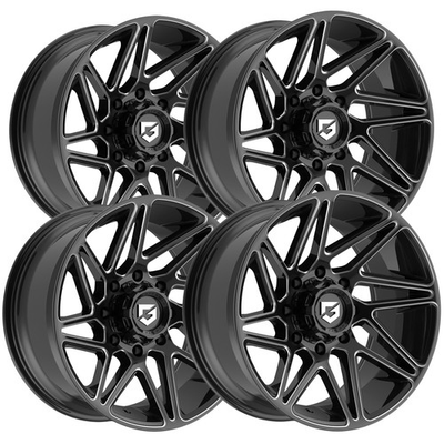 #ad Set of 4 Gear Off Road 777BM Vortex 20x9 8x6.5quot; 0mm Black Milled Wheels Rims $1017.96