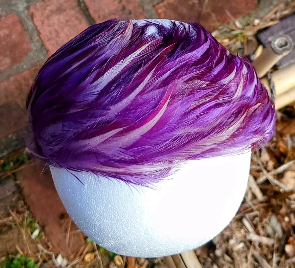 Diadema Fascinador Vintage Pluma Púrpura Julieta Gorra Medio Sombrero Sombrerería Foto 4 de 4