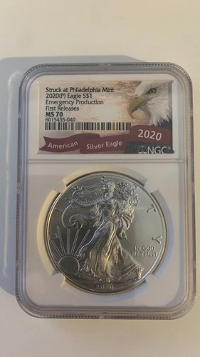 2020 Struck At Phil. $1 American Silver Eagle  NGC MS70 Emergency Productio