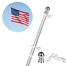 Tangle Free Spinning Flag Pole Aluminum 6FT Two Piece Design Durable Rust Free