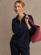 Varley Hawley Half-Zip Sweat in Navy, Size Medium