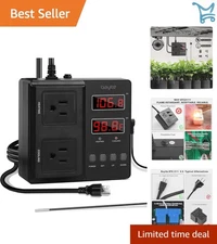 Temperature Controller 1650W 15A Dual Digital Thermostat for Heating Cooling