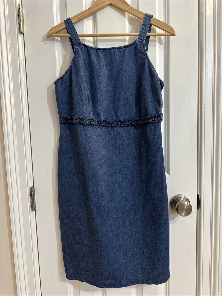 white christmas dresses Cherokee Denim Mini Dress L Button Front Sleeveless Skater Blue –  BackRoadPicking