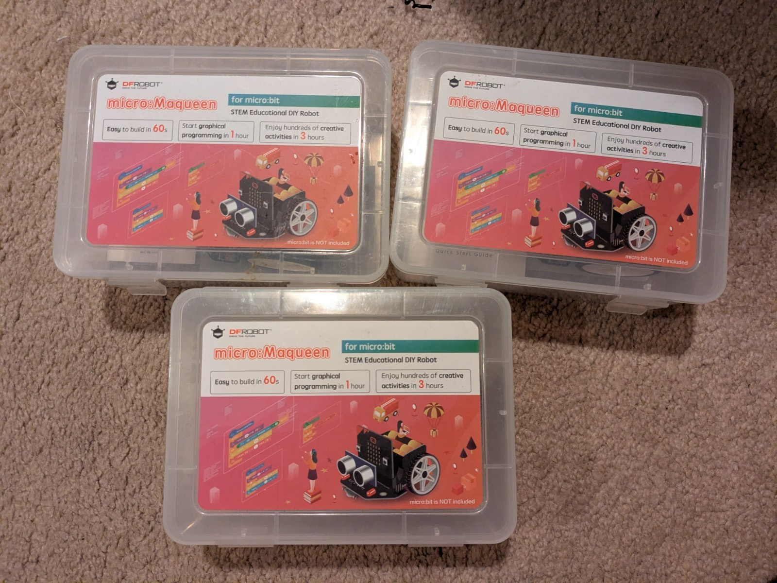 Lot of 3 DFRobot micro:Maqueen Lite STEM Educational Programming Robots ...