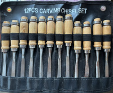 12-Piece Wood Carving Chisel Tool Set   Gouges, Knives, V-Tools