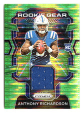 ANTHONY RICHARDSON 2024 PANINI PRIZM ROOKIE GEAR GREEN PULSAR JERSEY PATCH COLTS