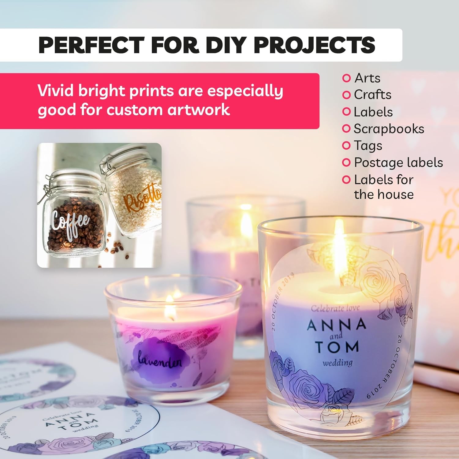 Clear Sticker Paper for Inkjet Printers - 20 Sheets, 8.5x11, Glossy,