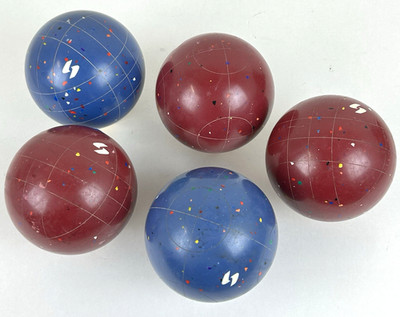 Vtg Sportcraft Official Bocce Balls Italy Speckled Blue & Red Replacements