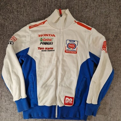 Honda, weiß blaue Jacke mit durchgehendem Reißverschluss, Herren Medium P2P 18,5 Zoll. Pata Chips