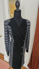 Vintage 80s/90s Black & Grey Stripped Sweater Dress Womens Size Medium