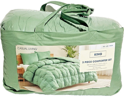 Casual Living Zuri Mega Puff 3-Pc Reversible Comforter Set, King Green 102''x92''