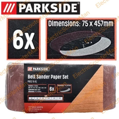 Parkside 6 × Belt Sander Paper Set 75 x 457mm For 600W Belt Sander