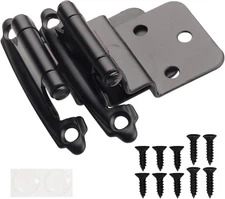 DecoBasics 3/8" Inset Cabinet Hinges Black (5 Pair -10 10 Pack, Matte 