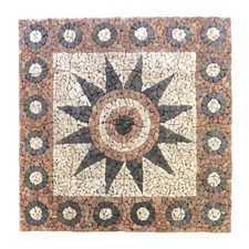 DIVERO Mosaikbild Einleger "Blume" Rosone Marmor Fliese grau-rose-creme 1,45m²
