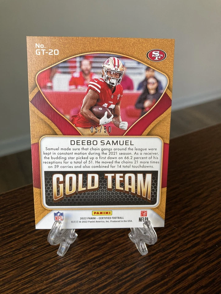 2022 Certified Deebo Samuel #5/50 Mirror Teal Gold Team RARE SP NM+ SF 49ers - Image 3 of 4
