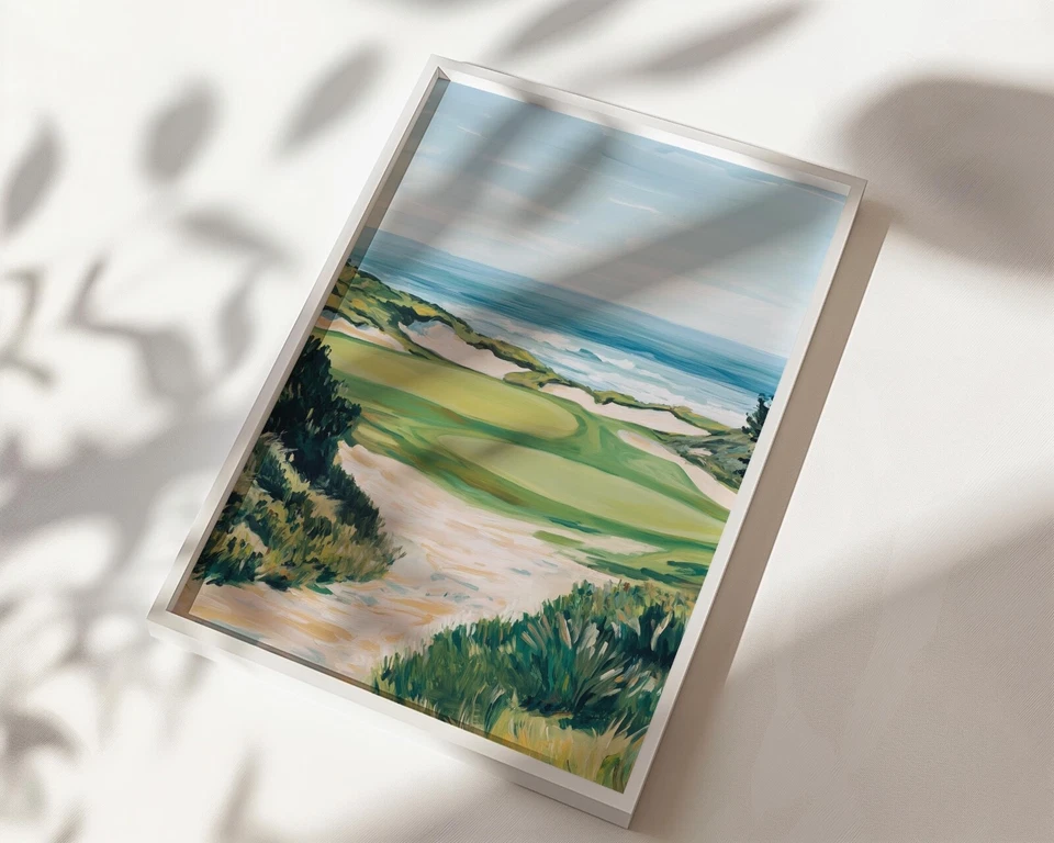 Coastal Golf Course on Ocean Wall Art Print - Image 2 of 4