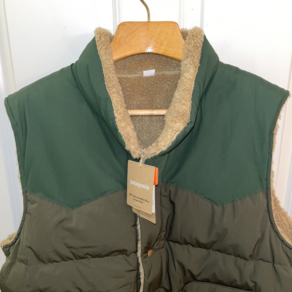 Patagonia Reversible Bivy Down Vest Men Extra Large XL Green Patagonia Reversible Bivy Down Vest Men Extra Large XL Green