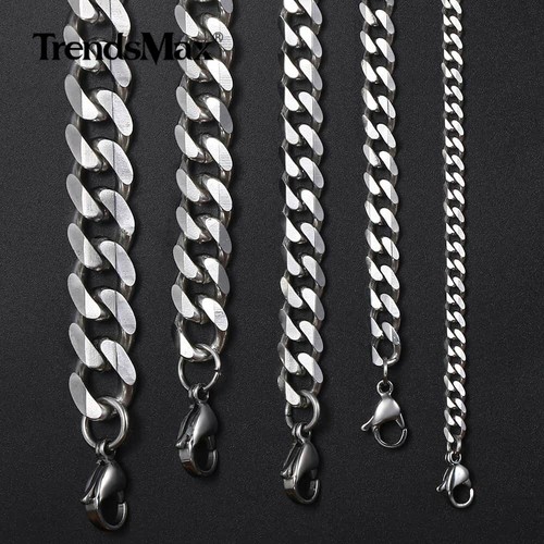 16-36INCHES Silver Stainless Steel Curb Cuban Chain Necklace Choker Jewelry HOT - Picture 5 of 13