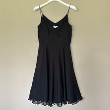 Loft Little Black Dress Women Size 2 Classic Pleated Spaghetti Strap Flowy Flare