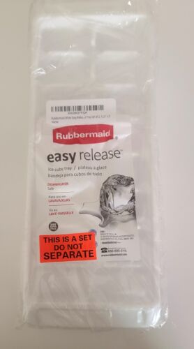 2-Pack RUBBERMAID Easy Release Ice Cube Trays BPA Free White - Afbeelding 1 van 2