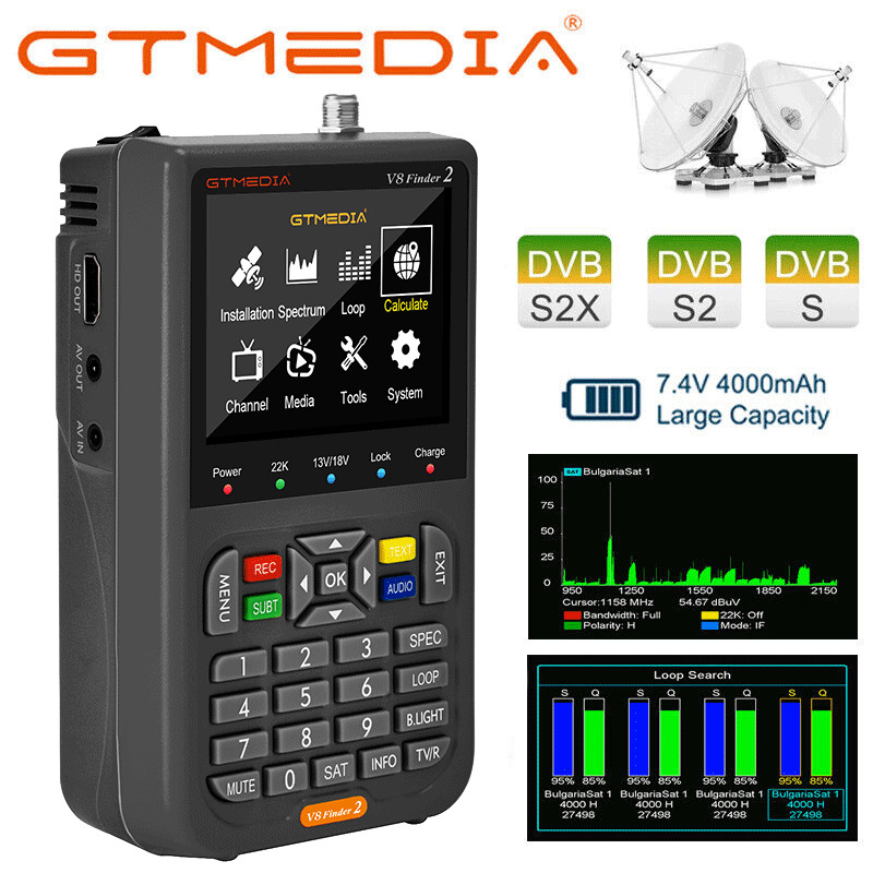 Thumbnail - Profi Gtmedia V8 Satfinder Sat-messgerät Dvb-s/s2/s2x 3.5" Lcd E1q8