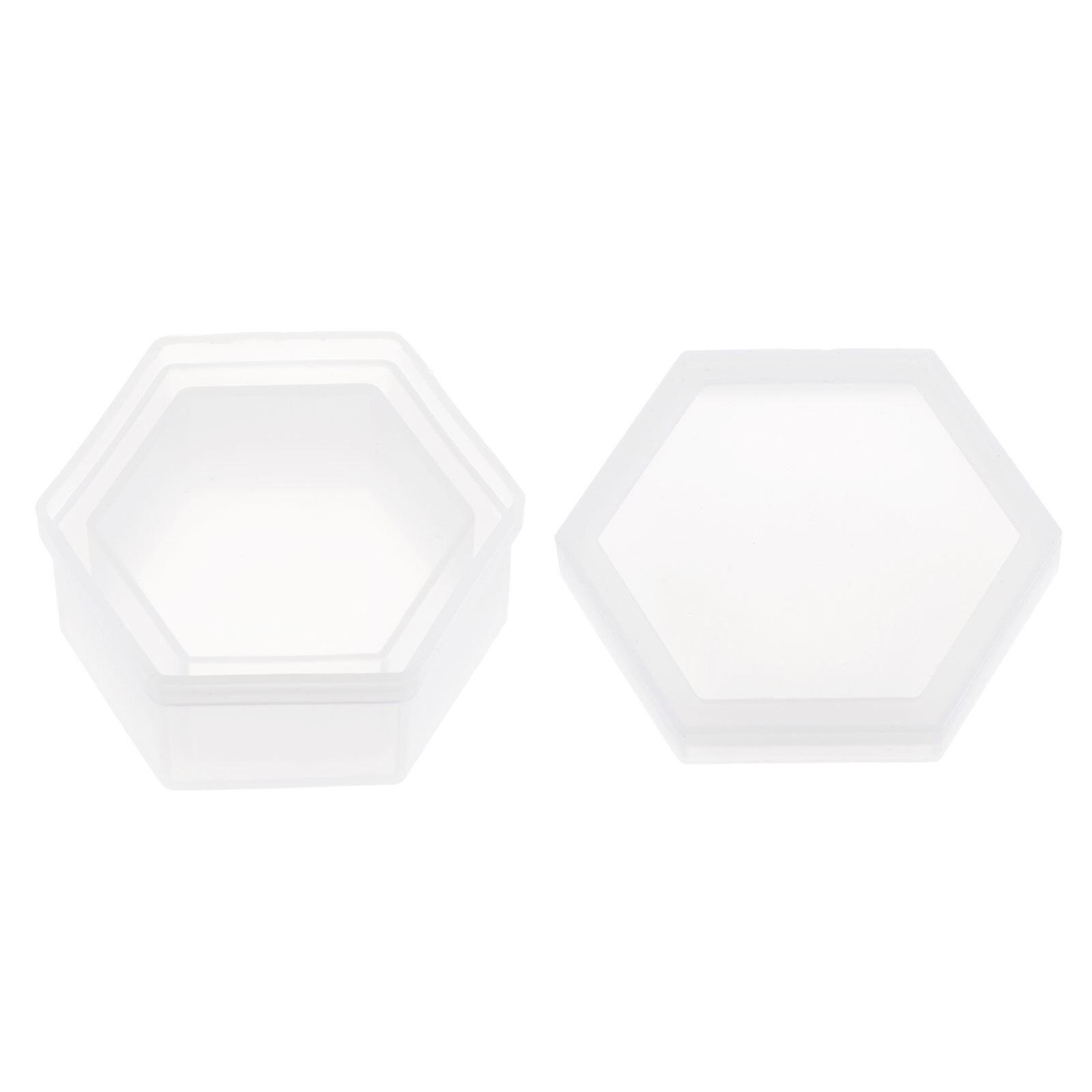Jewelry Box Resin Mold Hexagon Silicone Storage Epoxy Container Mold with Lid