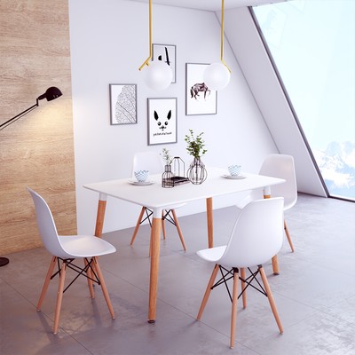 Esstisch Mit 4 Stuhlen Weiss 110x70cm Kuchentisch Retro Esszimmertisch Klassisch 780317142753 Ebay