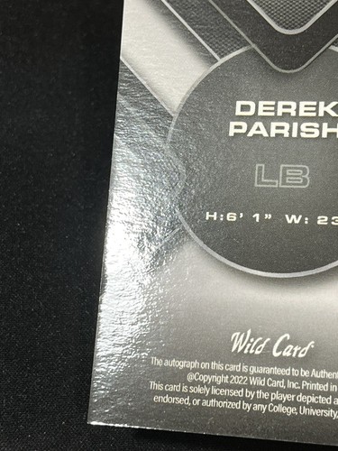 2022 Wild Card Auto Mania #AM-TR7 Derek Parish Rookie Autografo Houston Cougars - Foto 3 di 3