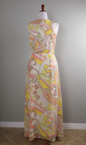 MODCLOTH NWT Retro Paisley Print True Wrap Lined Maxi Dress Size Large - Picture 4 of 6
