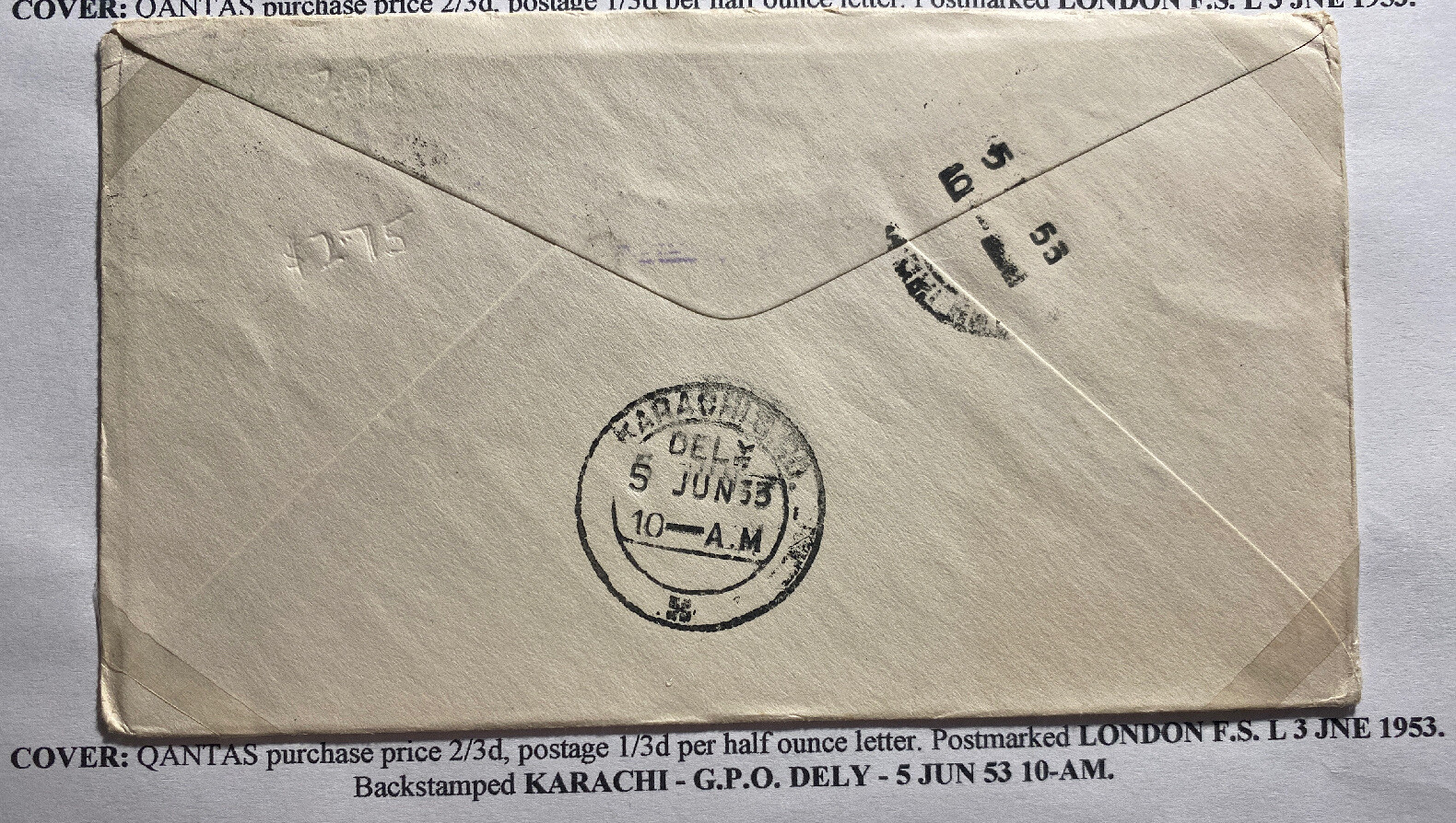 1953 London England FDC Cover Queen Elizabeth 2 Coronation To Karachi Pakistan B