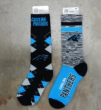 2 Pack NFL Carolina Panthers Fan Nation Argyle Retro Large Gift Set Socks OSFM